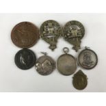 Silver and other military and royal commemorative / prize fob medallions etc