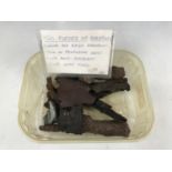 A small carton of Second World War shrapnel