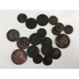 Sundry GB copper coins, Charles II to George IV, including 1675, 1721 and 1723 half pennies