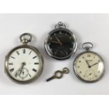 A Victorian silver-cased pocket watch, Chester, 1899, (a/f), together with two further open-faced