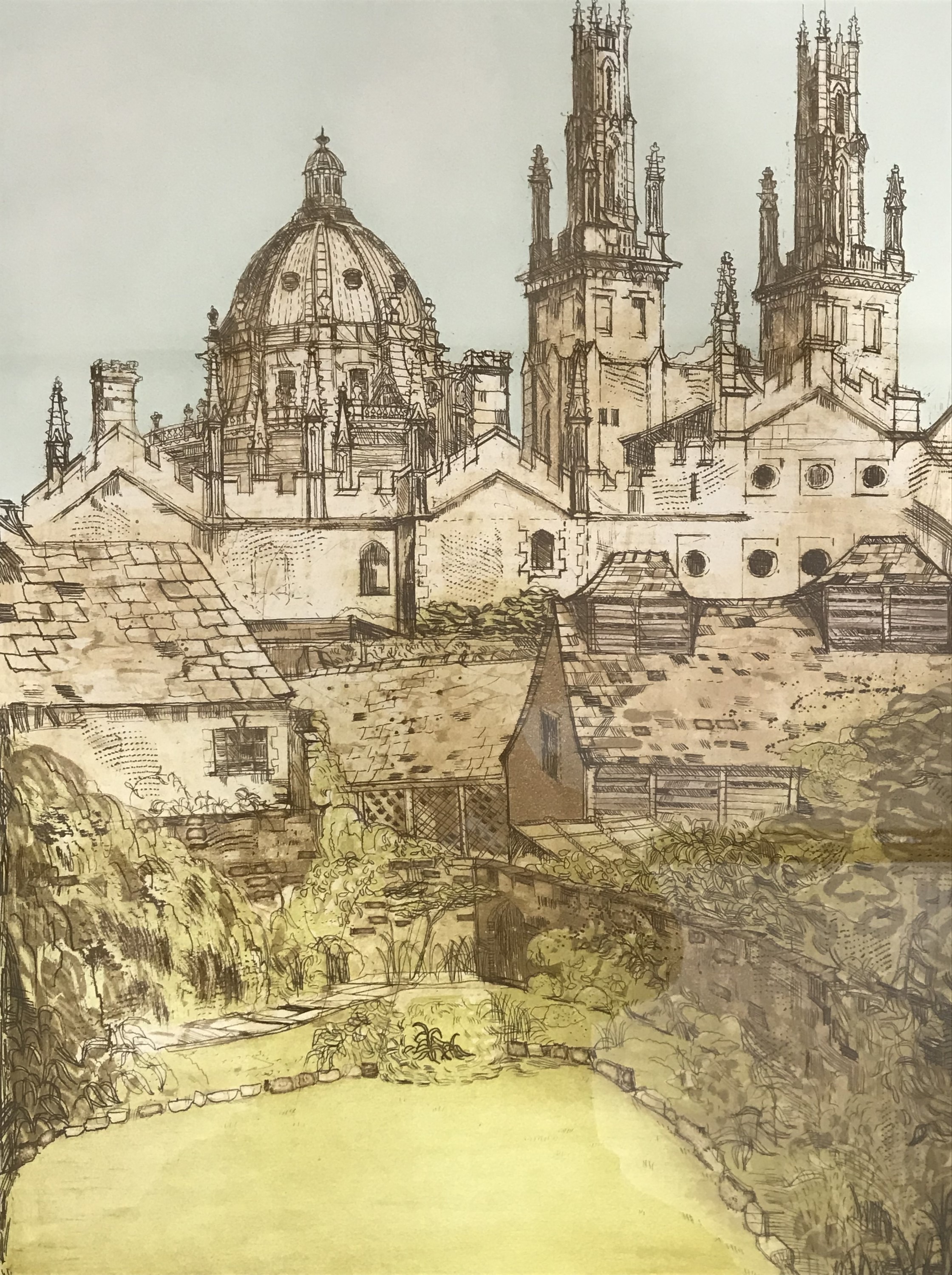 Richard Beer (b.1928) Oxford Spires, intaglio print on paper, signed limited edition, 60/150, framed