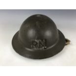 A Second World War British army steel helmet