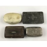 Four various snuff boxes