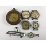 A number of vintage pocket and wrist watches together with an expanding wristlet-watch bracelet