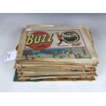 A quantity of 1970s comics including Buzz, Battle and Wizard etc