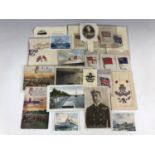 A quantity of largely Great War Royal Navy related postcards, cigarette silks and ephemera