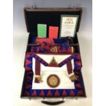 Two vintage cases containing sundry Masonic regalia