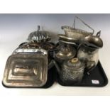 A quantity of electroplate including a wine basket, a tray and a tureen etc