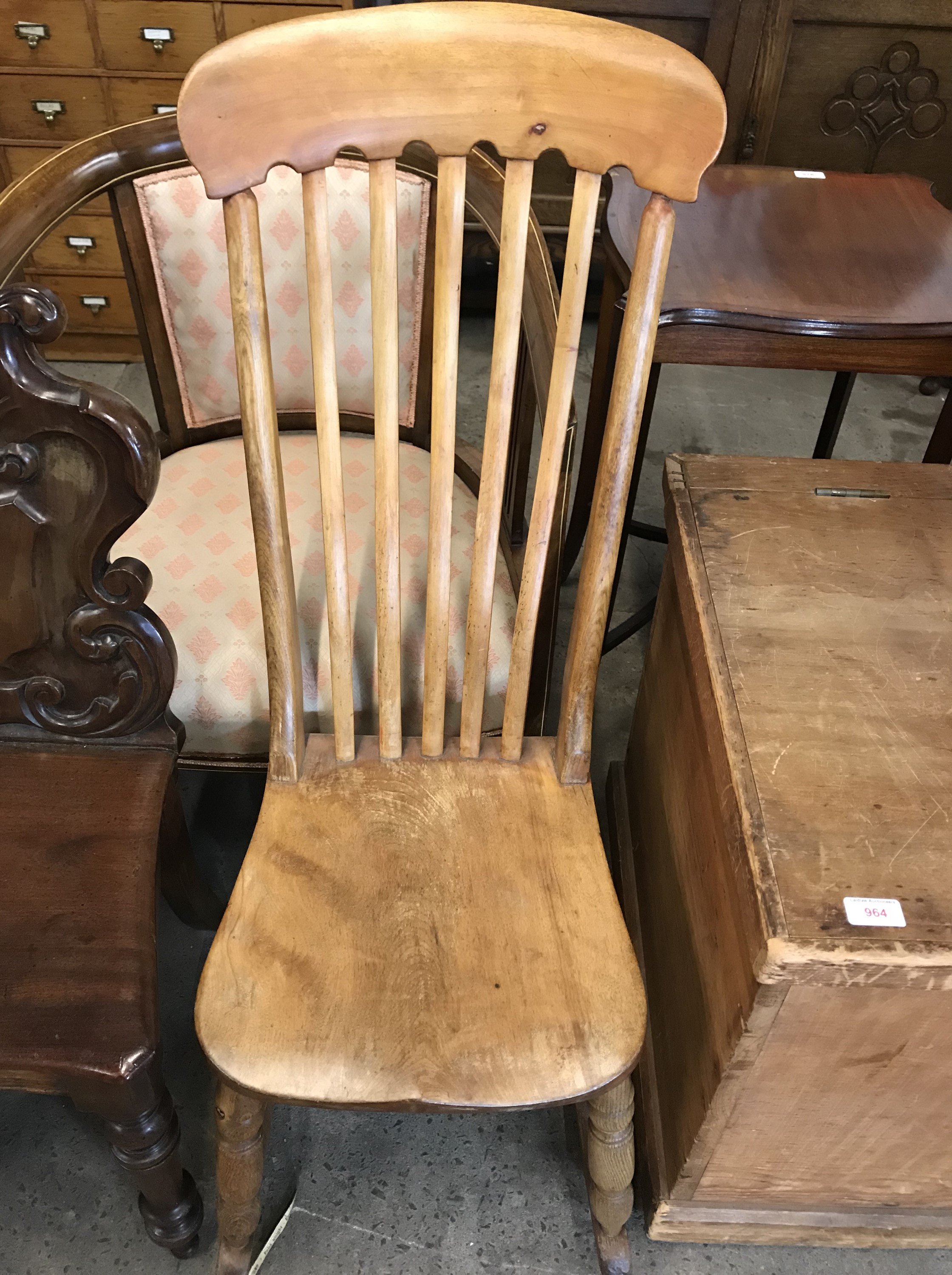 A pine rocking chair