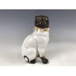 A late 19th Century German porcelain pug, (a/f), 11 cm