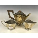 A three-piece Art Deco style electroplate tea set