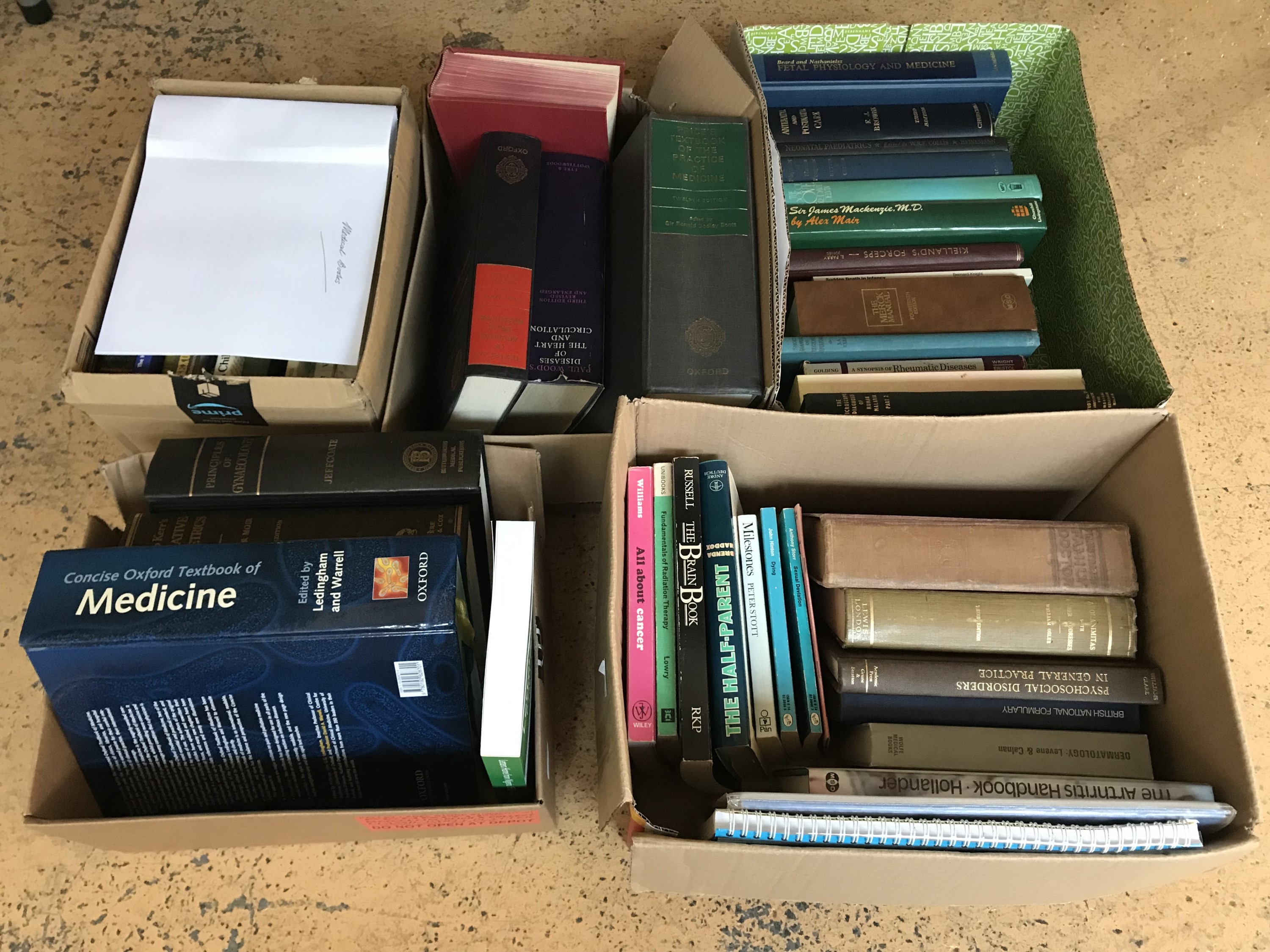 Five cartons of medical text books