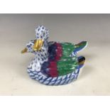 A Herend porcelain duck figurine