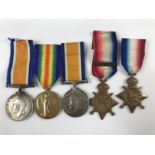A number of Great War single medals comprising a 1914 Star with clasp to 53323 Dvr W Wilkinson, RFA;