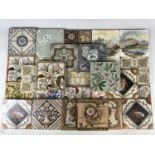 Twenty seven various late 19th century hearth ceramic tiles (some a/f)