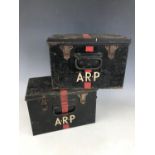Two Second World War ARP First Aid tins and contents
