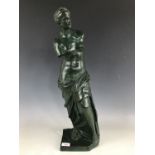 A contemporary painted plaster reproduction of the Venus de Milo, 62 cm high