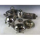 A quantity of electroplate including tureens and a Philip Ashberry of Sheffield Rococo style tray