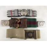 Various military belts, buckles etc