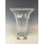 A mid 20th century heavy faceted glass vase, 37 cm (a/f)