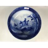 A Royal Doulton D132 Geo Morland blue and white bowl