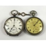 An early 20th century white-metal cased open-faced pocket watch by Thomas Russell and Son, having