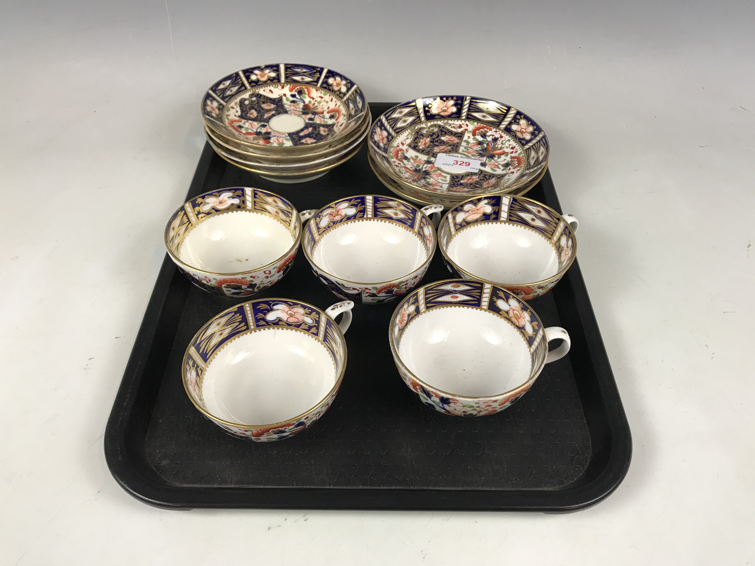 Sundry 19th century Royal Crown Derby Imari cups and saucers