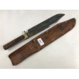 A 20th century George Wostenholm & Son Ltd antler-handled bowie knife, blade 25 cm