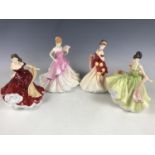 Four boxed Royal Doulton Pretty Ladies figurines including Spring Ball HN5467, Summer Ball HN5464,