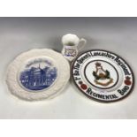 Commemorative china, including a Falkland Islands 1982 commemorative cup, a 1st Battalion The