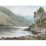 Keith Burtonshaw (b.1930) Ullswater, serene Lakeland view, watercolour, framed and mounted under