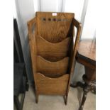 A late 19th / early 20th Century oak Arts and Crafts style magazine rack, 38 x 24 x 98 cm