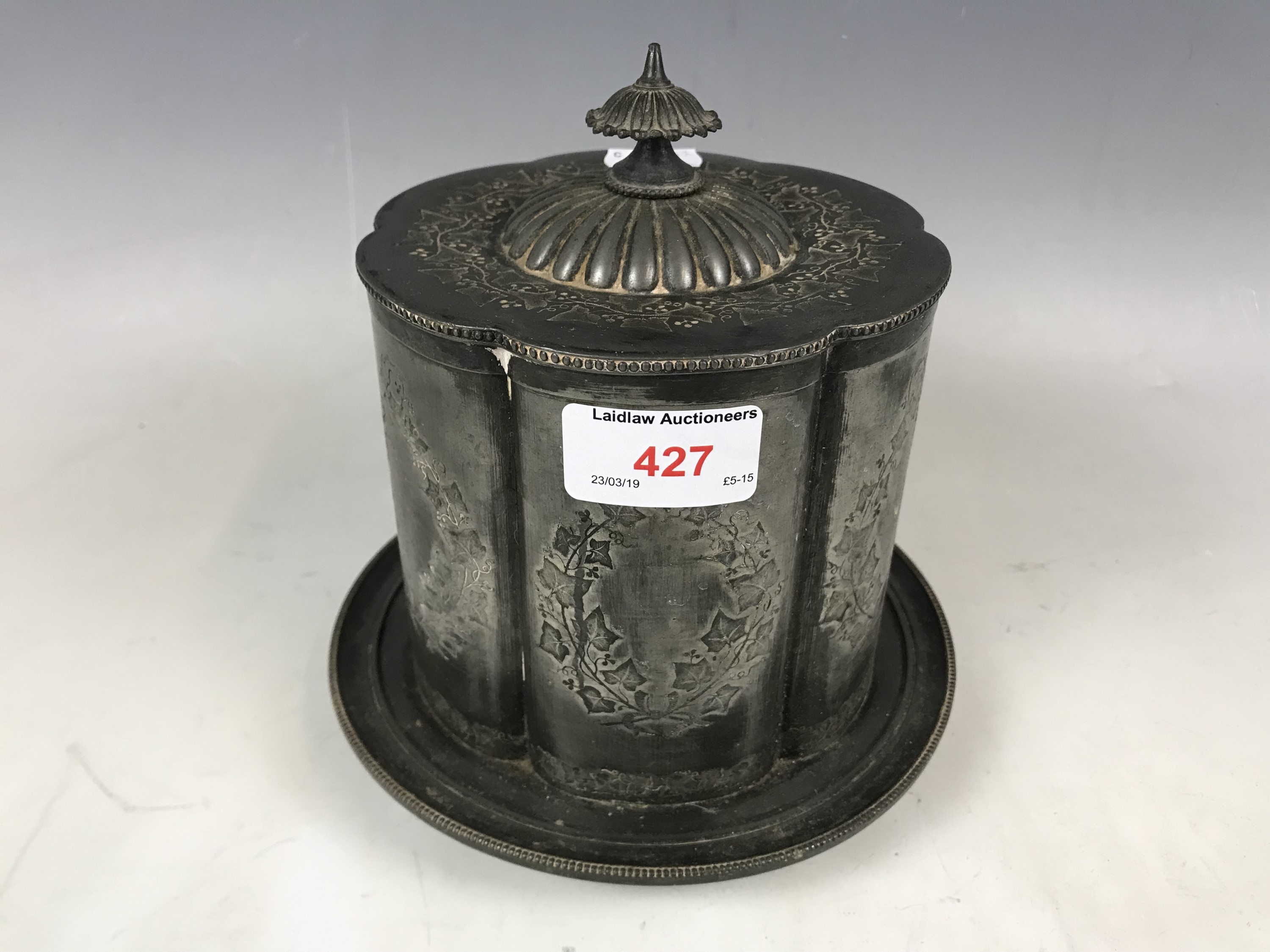 A late 19th century electroplate biscuit barrel