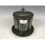 A late 19th century electroplate biscuit barrel