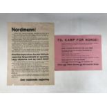 Two Second World War German / Norwegian propaganda leaflets