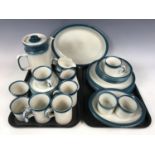 A Wedgwood Blue Pacific coffee / dinner service, comprising coffee pot, sugar and cream, six