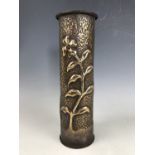 A Great War French 75mm artillery shell case trench art vase