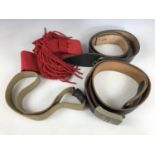 Sundry military belts and a sergeant's sash
