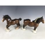 A Beswick Shire horse, together with one further Beswick Clydesdale horse