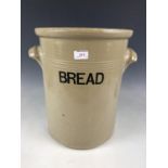 A large stoneware bread crock / bin