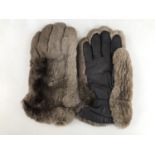 A vintage pair of fur driving gloves