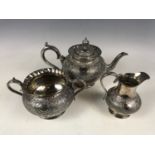 A Shaw & Fisher of Sheffield electroplate three-piece tea set