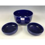 A set of three Rosenthal studio-line cobalt blue serving bowls, largest 24 cm diameter
