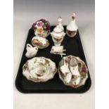 Sundry Royal Albert Old Country Rose ware including shoes, a bell and a posy etc