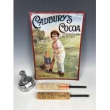 Sundry cricket collectibles including two miniature cricket bats