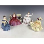 Four Royal Doulton figurines including Sweet & Twenty, Sunday Best HN2206, Adrienne Copr 1963 and