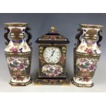 A pair of Mason's Mandarin pattern vases and clock