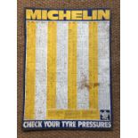 A 1970s garage printed tinplate Michelin tyre pressure chart, 84 cm x 63 cm