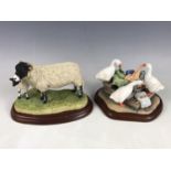 Border Fine Arts Swaledale Ewe & Lambs, A1248, together with Pegging Out, A20106
