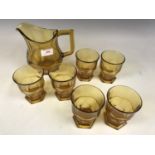 A vintage amber glass lemonade set